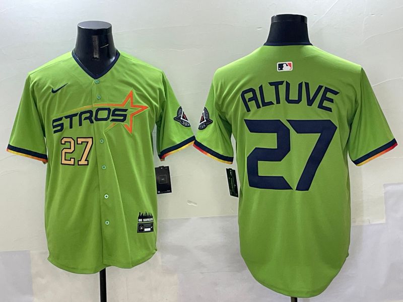 Men Houston Astros #27 Altuve Green three generations Joint Name 2025 Nike MLB Jersey style 2